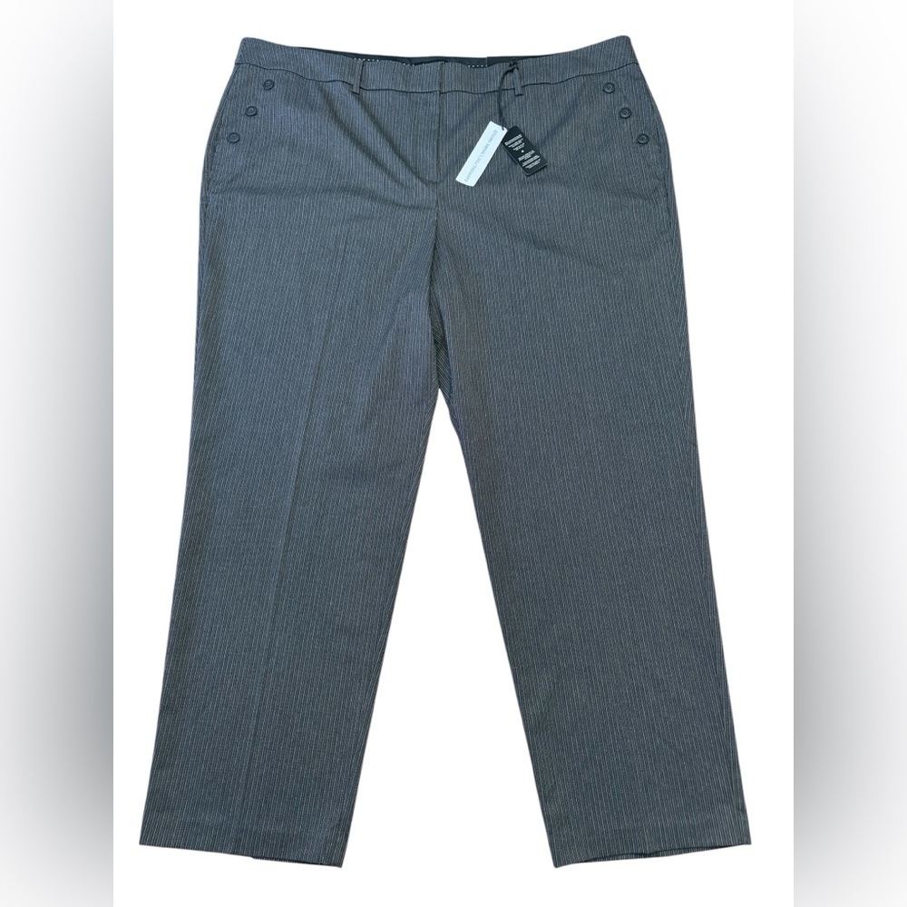 Penningtons, Pinstripe Dress Pants – Slightly Curvy Fit, Plus Size 28W, Gray - Picture 3 of 10